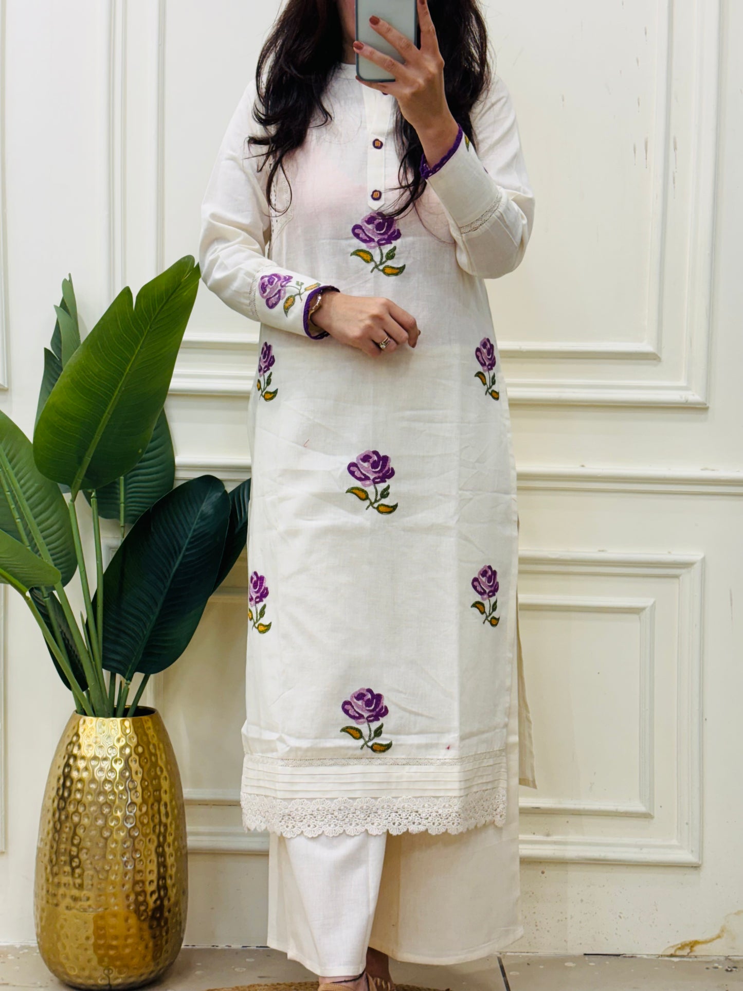 Embroidered purple coord set
