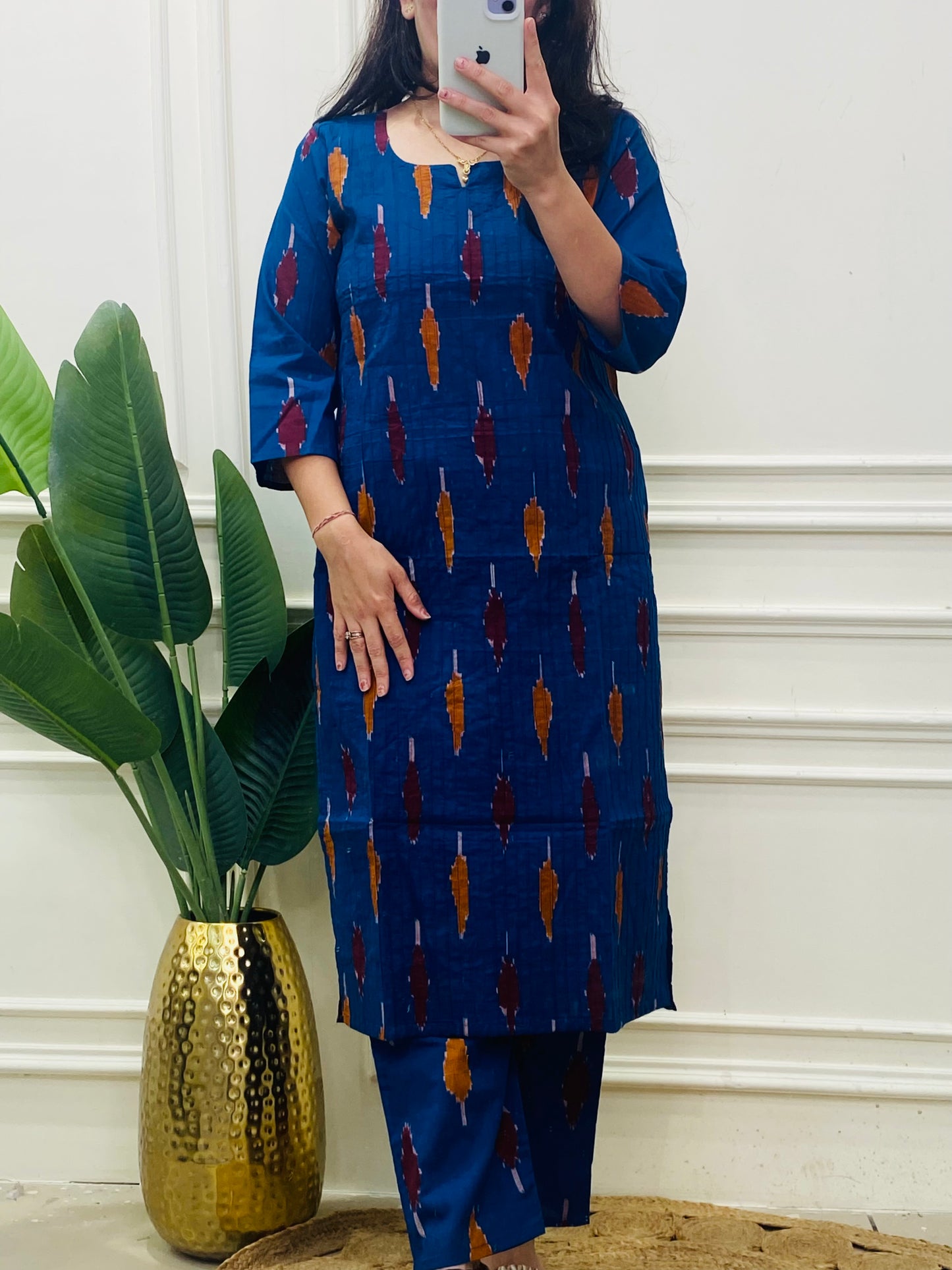 Pintex blue printed kurta set