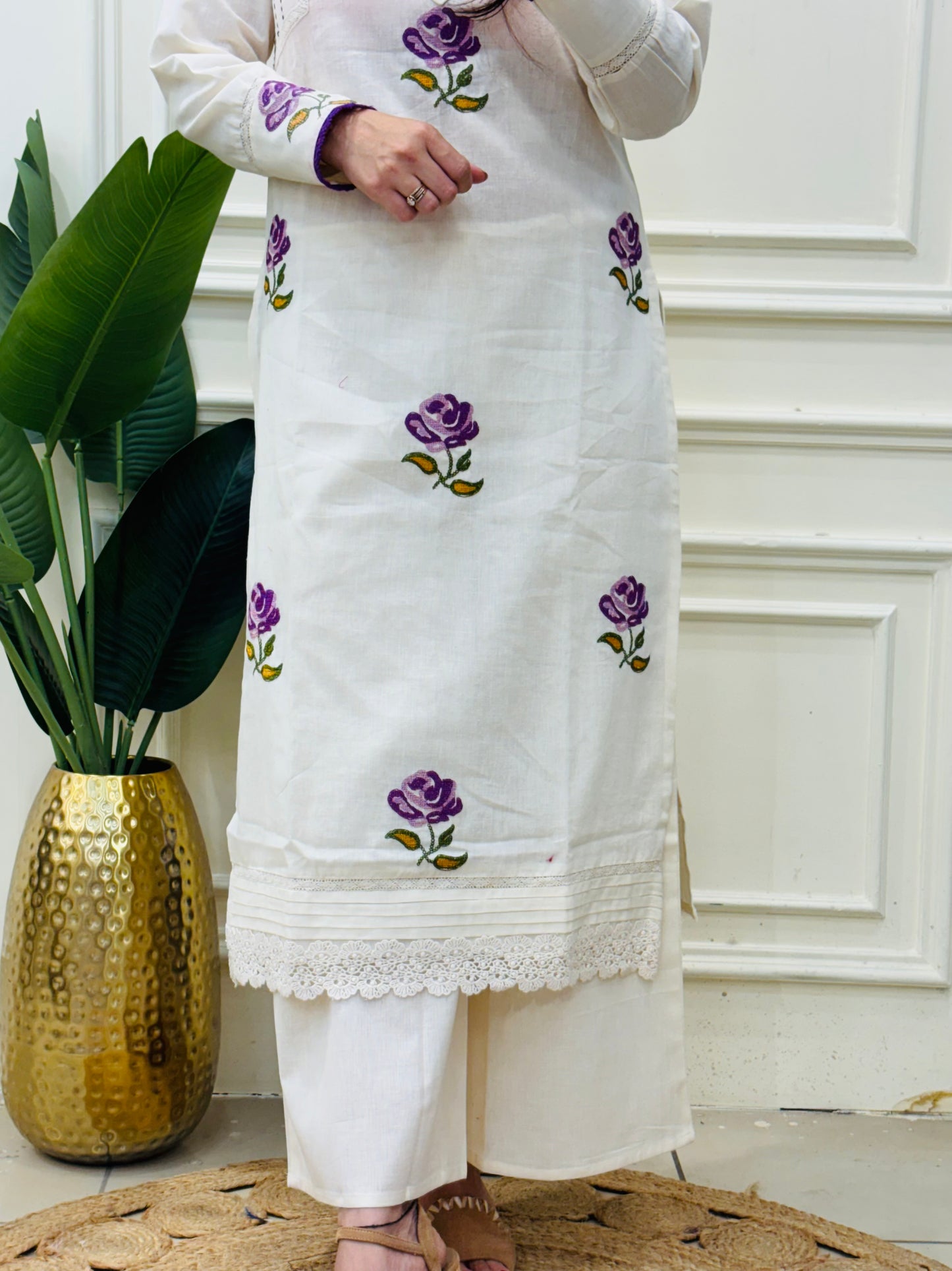 Embroidered purple coord set