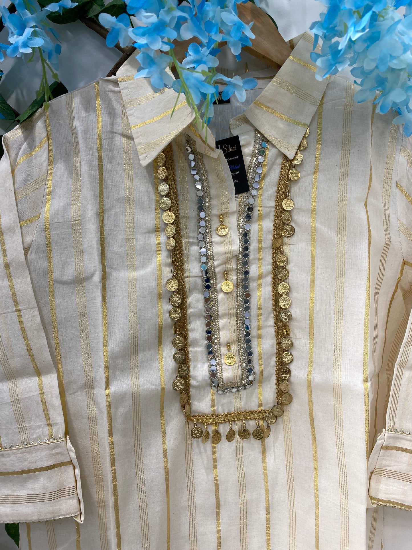 White Co-ord Set With Golden Coins