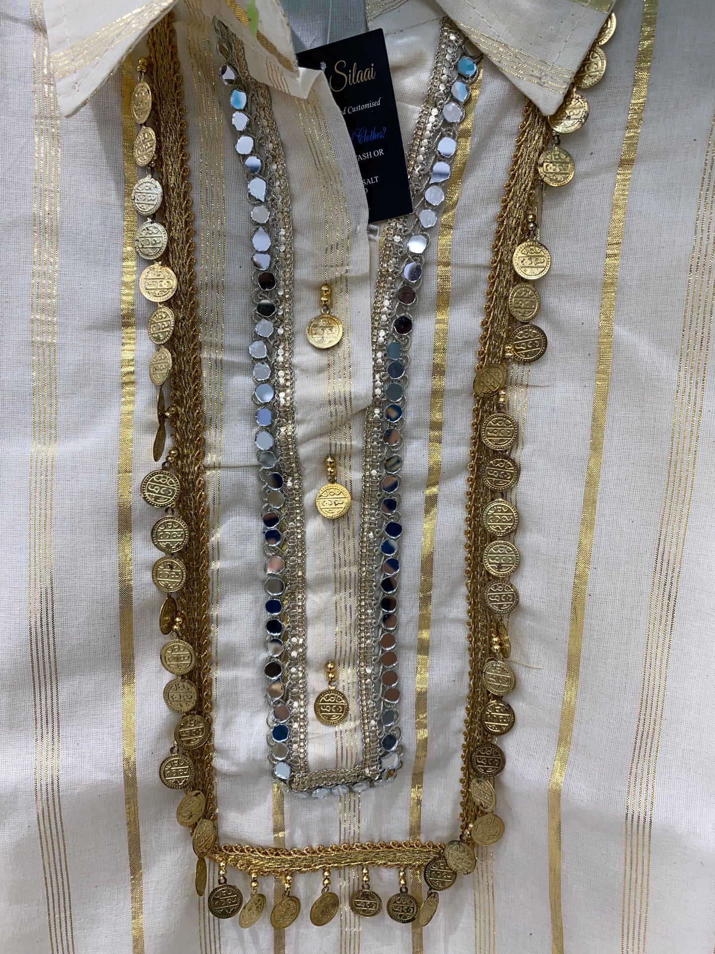 White Co-ord Set With Golden Coins