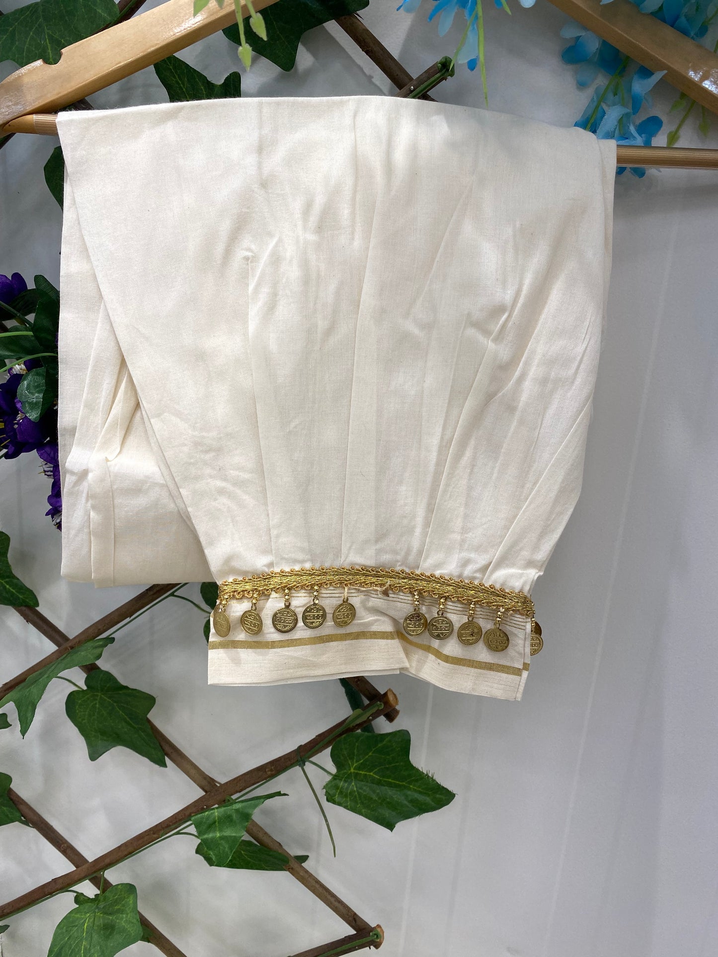 White Co-ord Set With Golden Coins