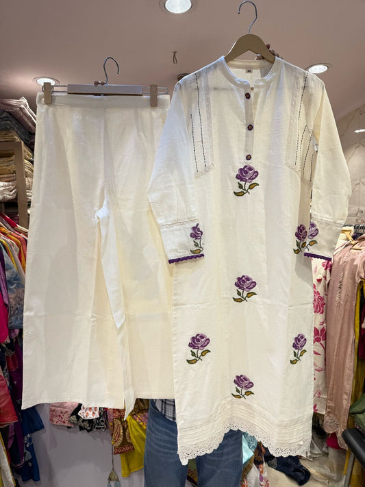 Embroidered purple coord set