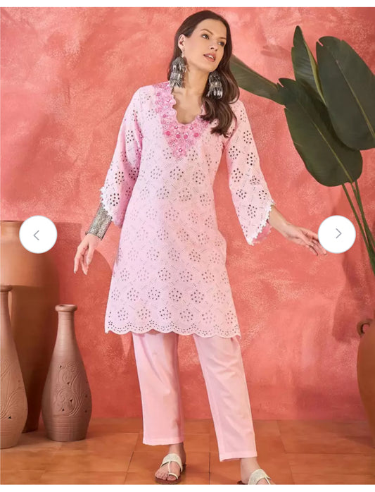Pure cotton shifle yolk embroidery coordset