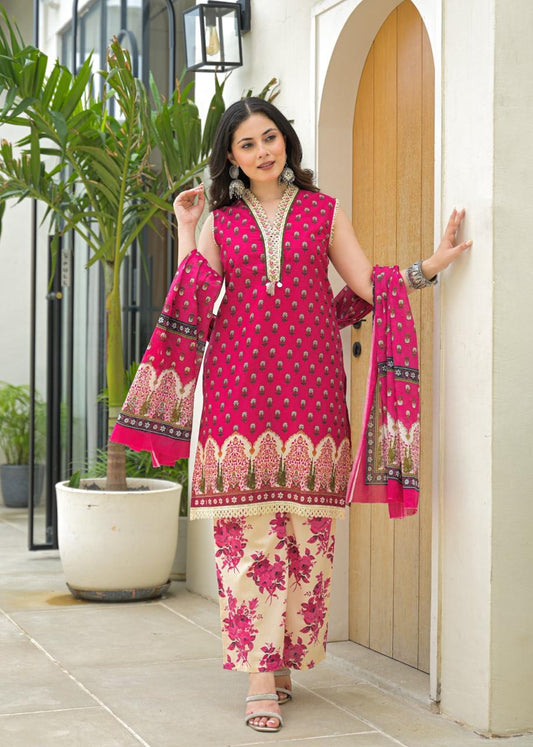 Pure cotton floral laced designer kurta set