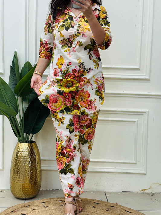 Beige Floral coordset