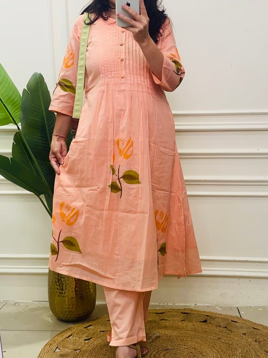 Orange mulcotton coordset