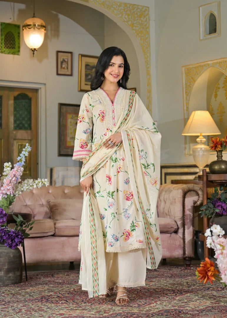 Pure Mul cotton A- line Suit with Plazzo