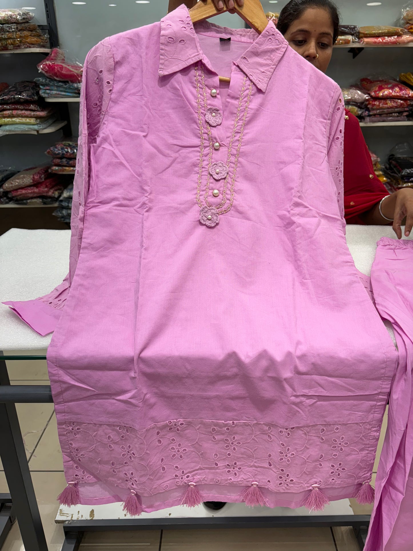 Baby pink tassels coordset