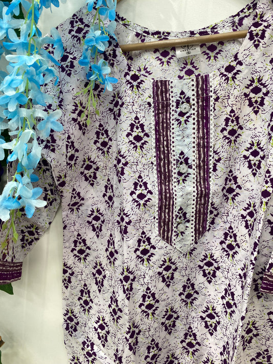 White with Purple Flowers