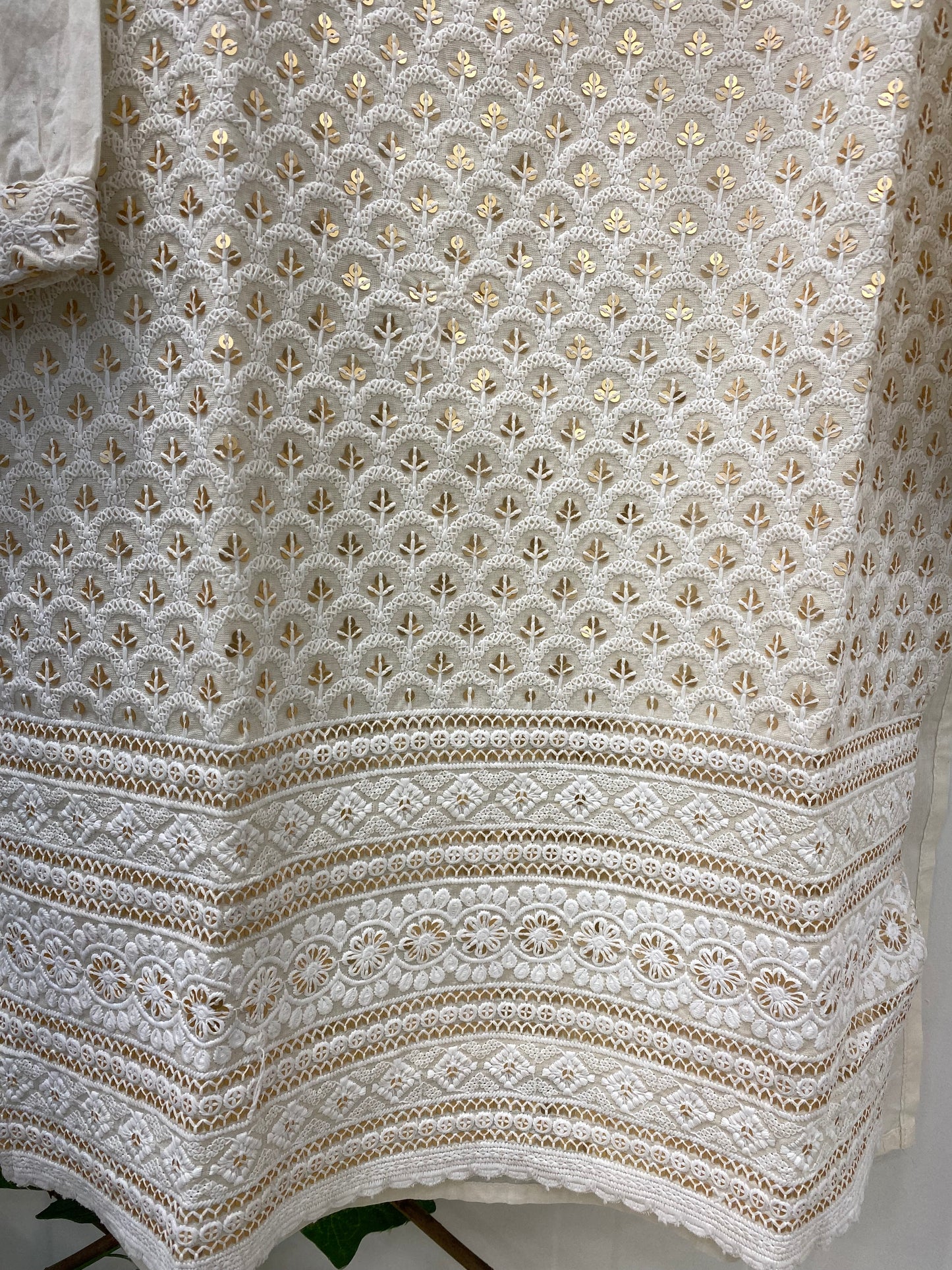 Schiffli With Golden Bead Work Co-ord Set