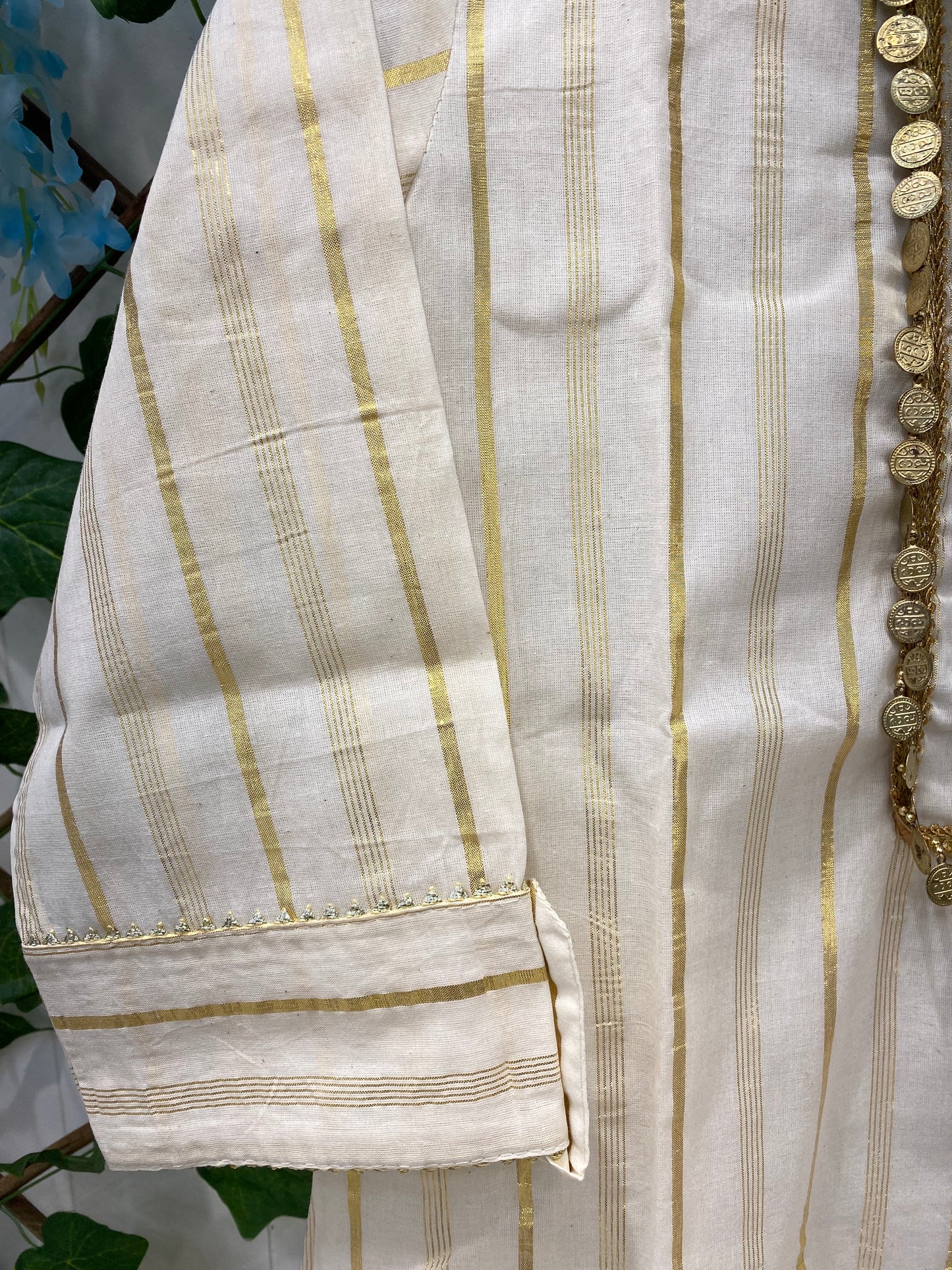 White Co-ord Set With Golden Coins