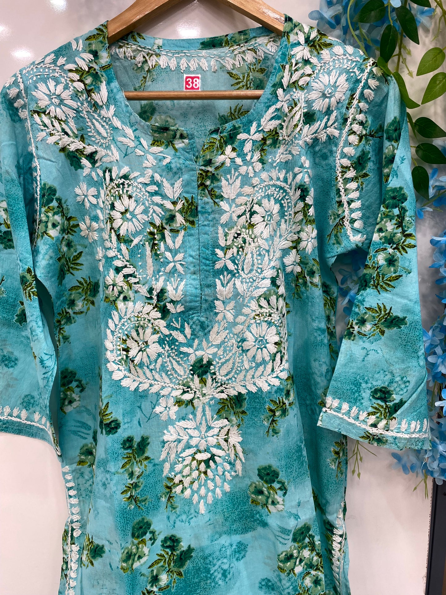 Sea Green chikankari kurta