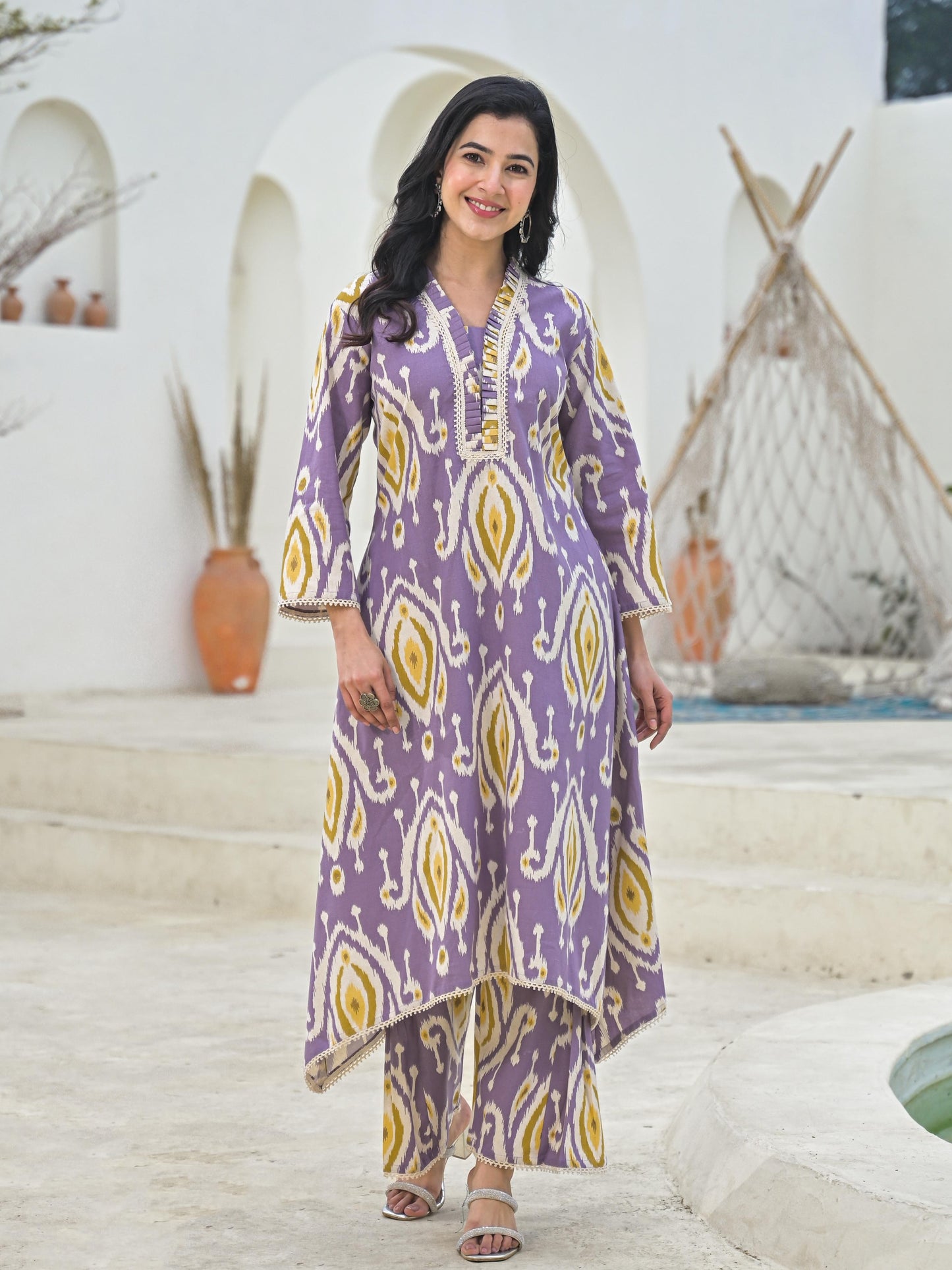 Linen Cotton Laced Printed Coordset