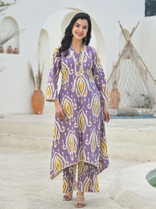 Linen Cotton Laced Printed Coordset
