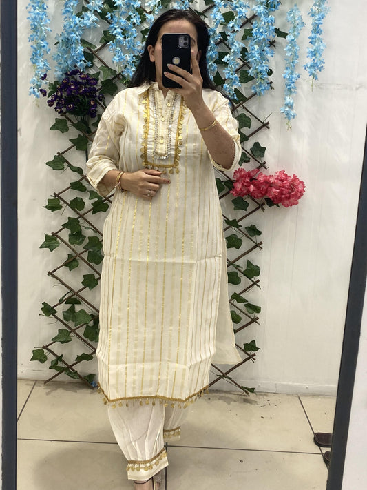White Co-ord Set With Golden Coins