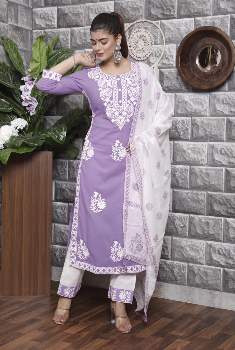 Pure Cotton Lucknowi Suit Set