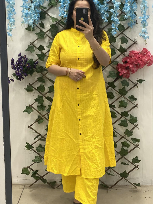 Yellow Kantha Work Coordset