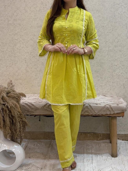 Cotton Schiffli Coord Set